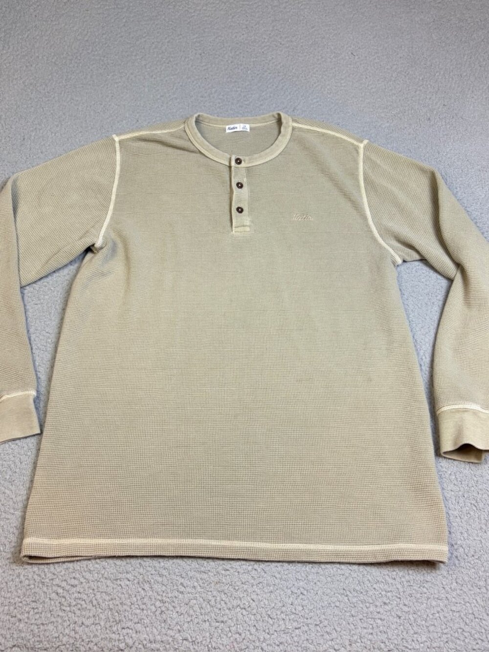 Katin Henley Shirt Mens Size Large Beige Waffle Knit Casual Long Sleeve